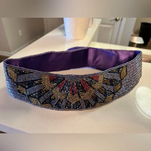 La Regale vintage waist belt with multicolor beading La Regale Belt - Etsy main image 3